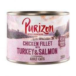 Purizon Adult 24 x 200 g - getreidefrei - Hühnerfilet mit Pute & Lachs