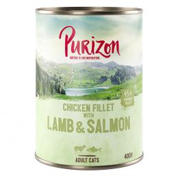 Purizon Adult 6 x 400 g - getreidefrei - Hühnerfilet mit Lachs & Lamm