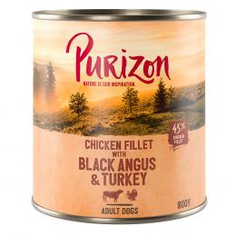 Purizon Adult 6 x 800 g  - Black-Angus & Truthahn mit Süßkartoffel und Cranberry