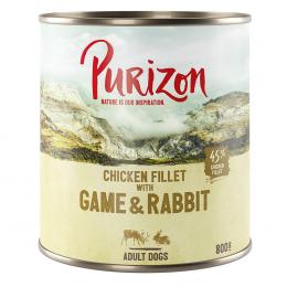 Purizon Adult 6 x 800 g  - Wild & Kaninchen mit Kürbis & Preiselbeere