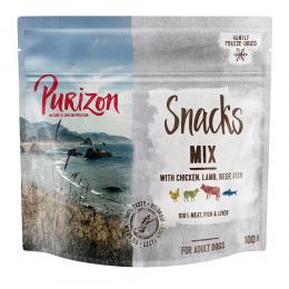 Purizon Snack Sparpaket 3 x 100 g - Mixpaket 3 x 100 g Mix (Huhn, Lamm, Fisch, Rind)