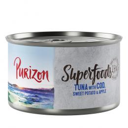 Purizon Superfoods 12 x 140 g - Thunfisch mit Kabeljau, Süßkartoffel und Apfel