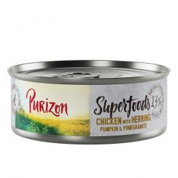 Purizon Superfoods 6 x 70 g - Huhn mit Hering, Kürbis und Granatapfel