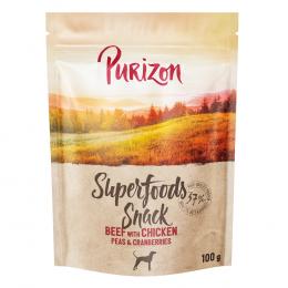 Purizon Superfoods Hunde Snacks 100 g - Sparpaket: - Rind mit Huhn, Erbsen & Cranberries 3 x 100 g