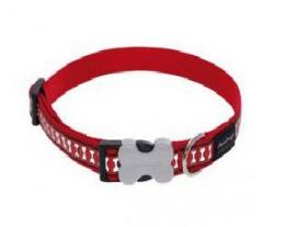 Red Dingo Halsband Aus Nylon Reflectante Bones Rojo 31-47Cm X 20Mm