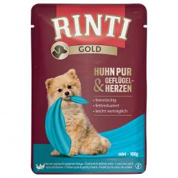 RINTI Gold 10 x 100 g - Huhn Pur & Geflügelherzen