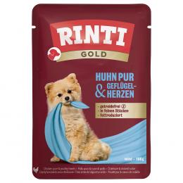 RINTI Gold 10 x 100 g - Huhn Pur & Geflügelherzen