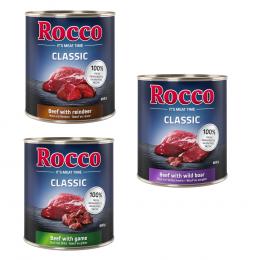 Rocco Classic Probiermix 6 x 800 g - Wild-Mix: Rind/Wild, Rind/Rentier, Rind/Wildschwein
