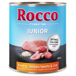 Rocco Junior 6 x 800 g - Geflügel mit Hühnerherzen & Reis