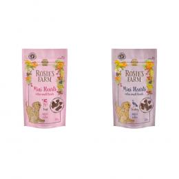 Rosie's Farm Snacks Probierpaket - 2 x 50 g Mini Hearts Puppy & Adult (Truthahn & Kalb)