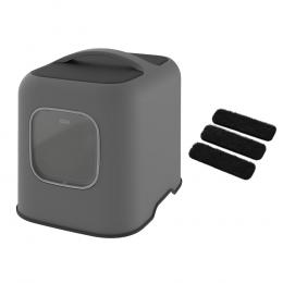 Rotho MyPet Katzentoilette BIALA - Sparset: Katzentoilette anthrazit + 3 x Aktivkohlefilter