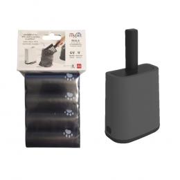 Rotho MyPet Katzentoilette BIALA - Sparset: Katzentoilette anthrazit + Streuschaufel mit Schaufelhalter + 4 x Hygienebeutel