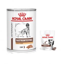 Royal Canin Veterinary Canine Gastrointestinal + 3 x 230 g Snacks gratis! - 12 x 410 g High Fiber Mousse