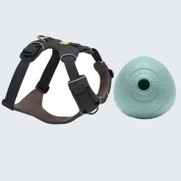Ruffwear Hundegeschirr + Hundespielzeug Huckama gratis! - Front Range, Basalt Gray Größe M: 69 - 81 cm Brustumfang