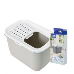 Savic Katzentoilette Hop In Starterset: Toilette sand-beige/weiß + 6 Bag it up