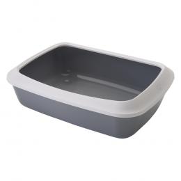 Savic Katzentoilette Iriz mit Rand - 42 cm - Starterset: Toilette grau/weiß + 12 Bag it up