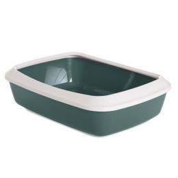 Savic Katzentoilette Iriz mit Rand - 42 cm - Starterset: Toilette nordisch grün/weiß + 12 Bag it up