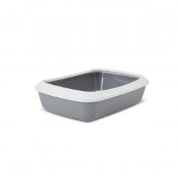 SAVIC Katzentoilette Iriz mit Rand weiß/grau 50 cm
