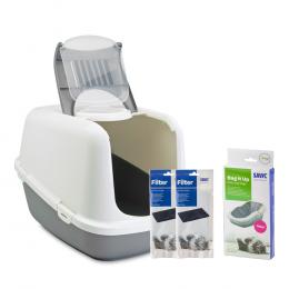 Angebot für Savic Katzentoilette Nestor Jumbo - Toilette hellgrau/weiß + 2 extra Filter + 6 Bag it up - Kategorie Katze / Katzenklo & Pflege / Haubentoiletten / Haubentoiletten mit aufklappbarer Front.  Lieferzeit: 1-2 Tage -  jetzt kaufen.