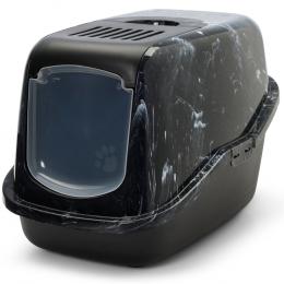 Savic Katzentoilette Nestor Marble - marmor schwarz-weiß / schwarz