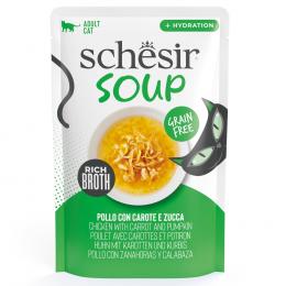 Schesir Cat Soup 12 x 40 g in Beuteln - Huhn mit Karotten und Kürbis