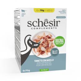 Schesir Complements Filet in Gelee 6 x 70 g in Beuteln - Thunfisch mit Seehecht