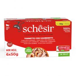 Schesir Complete Nutrition Filet in Gelee 6 x 50 g in Dosen - Thunfisch mit Garnelen