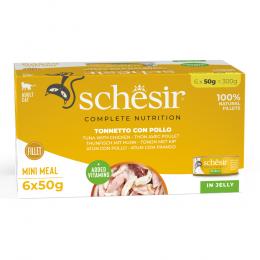 Schesir Complete Nutrition Filet in Gelee 6 x 50 g in Dosen - Thunfisch mit Huhn