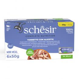 Schesir Complete Nutrition Filet in Gelee 6 x 50 g in Dosen - Thunfisch mit Weißfisch
