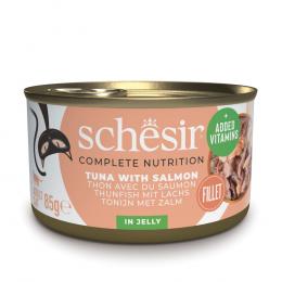 Schesir Complete Nutrition Filet in Gelee 6 x 85 g in Dosen - Thunfisch mit Lachs