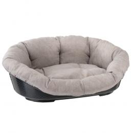 Set aus Ferplast Korb Siesta Deluxe mit Überzug Sofà Tweed beige - Größe 8: L 82 x B 59,5 x H 25 cm