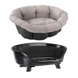 Set aus Ferplast Korb Siesta Deluxe mit Überzug Sofà Tweed beige - Set Größe 6: Korb + Überzug + Füße