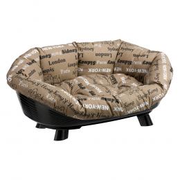 Set Ferplast Hundekorb Siesta Deluxe mit Überzug Sofà - Cities - Set Größe 8: Korb + Überzug + Füße