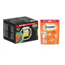 Sheba Nassfutter + 180 g Dreamies Snack mit Huhn gratis! - Selection in Sauce 32 x 85 g