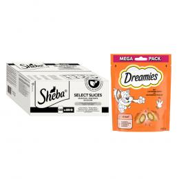 Sheba Nassfutter + 180 g Dreamies Snack mit Huhn gratis! - Selektion in Soße (Geflügel Variation) 120 x 85 g