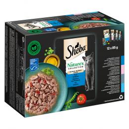 Sheba Nature's Collection in Sauce Protein ausgewachsen Portionsbeutel 96 x 85 g - Fisch Variation (Thunfisch, Lachs, Kabeljau, Hochseefisch) 96x85g
