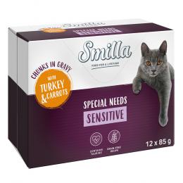 Smilla Frischebeutel Adult Sensitive Häppchen in Sauce mit Gemüse - Pute und Karotten (24 x 85 g)