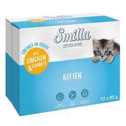 Smilla Frischebeutel Kitten Häppchen in Sauce mit Gemüse - Huhn und Karotten (24 x 85 g)