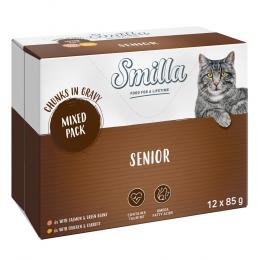 Smilla Frischebeutel Senior Häppchen in Sauce mit Gemüse - Lachs und grünen Bohnen (12 x 85 g)