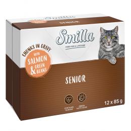 Smilla Frischebeutel Senior Häppchen in Sauce mit Gemüse - Lachs und grünen Bohnen (24 x 85 g)