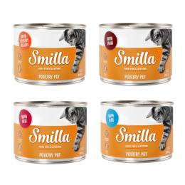 Smilla Töpfchen Probiermix - 6 x 200 g Geflügel mit: Geflügelherzen, Lamm, Rind, Fisch