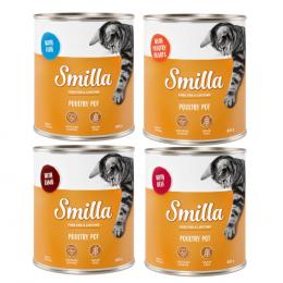 Smilla Töpfchen Probiermix 6 x 800 g Geflügel mit: Geflügelherzen, Lamm, Rind,  Fisch