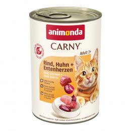 Sparpaket animonda Carny Adult 12 x 400 g - Mixpaket (Rind/Huhn/Entenherzen & Rind/Huhn)