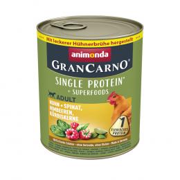 Sparpaket animonda GranCarno Adult Superfoods 24 x 800 g - Huhn + Spinat, Himbeeren, Kürbiskerne