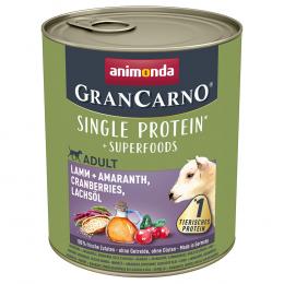 Sparpaket animonda GranCarno Adult Superfoods 24 x 800 g -  Lamm + Amaranth, Cranberries, Lachsöl
