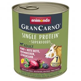Sparpaket animonda GranCarno Adult Superfoods 24 x 800 g -  Rind + Rote Bete, Brombeeren, Löwenzahn