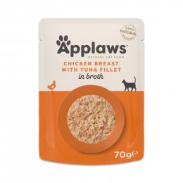 Sparpaket Applaws Cat Natural in Brühe 48 x 70 g - Hähnchenbrust mit Thunfischfilet
