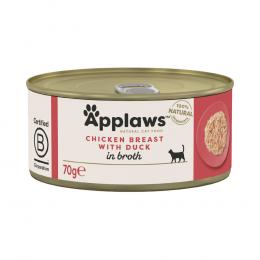 Sparpaket Applaws in Brühe 24 x 70 g - Hühnchenbrust & Ente