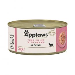 Sparpaket Applaws in Brühe 24 x 70 g - Thunfischfilet & Garnele