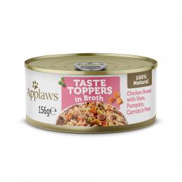Sparpaket Applaws Taste Toppers in Brühe 12 x 156 g - Huhn mit Schinken, Kürbis, Karotten & Erbsen